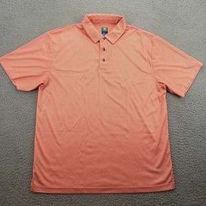 Pro Tour‎ Shirt Mens Large Orange Hounds tooth Outdoor Casual Polo Golf Collared